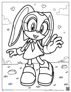Kawaii Cream the Rabbit Waving