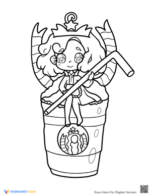 Fairy on Starbucks Cup Coloring Sheet