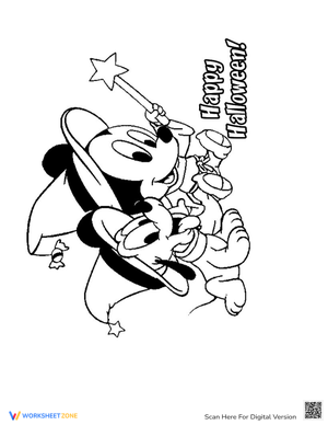 Baby Mickey Mouse Happy Halloween Coloring Page