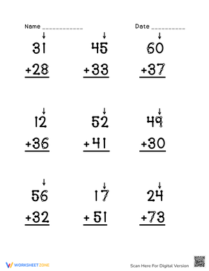 Touch Math: Double-Digit Addition Worksheet