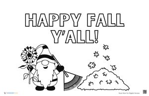 Happy Fall Y'all Coloring Page