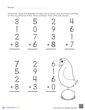Addition Practice Worksheet for Students