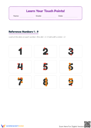 Numbers Clip Art 1-9 Touch Math Worksheet
