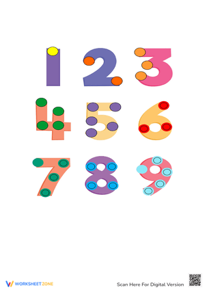 Numbers Clip Art 1-9 Touch Math Worksheet