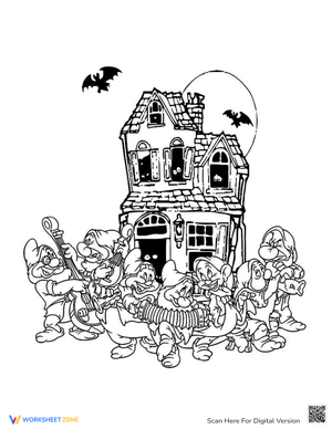 Seven Dwarfs Halloween Coloring Page
