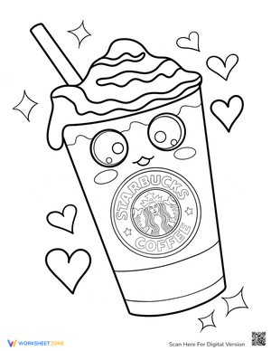 Cartoon Starbucks Drink Coloring Page