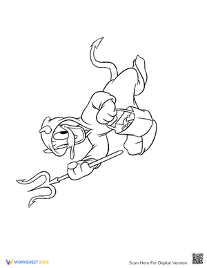 Donald Duck as Devil Halloween Coloring Page
