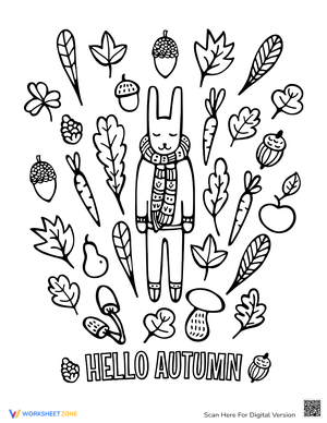 Cute Rabbit Autumn Coloring Page