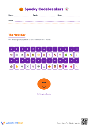 Halloween Themed Codebreakers Worksheet