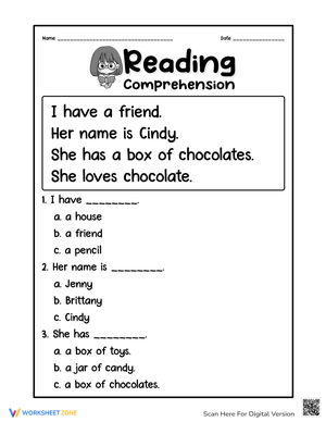Kindergarten Reading Comprehension Passage