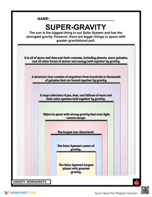 Super Gravity Worksheet for Physics Learning