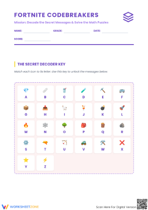 Printable Fortnite Codebreakers Worksheet | Grade 4-6 Math