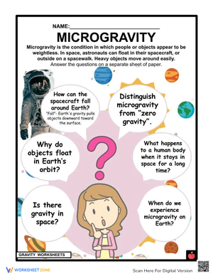 Microgravity Worksheet for Science Education