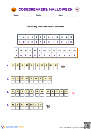 Halloween Codebreakers Worksheet for Spooky Fun