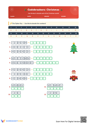 Christmas Codebreakers Worksheet for Holiday Fun