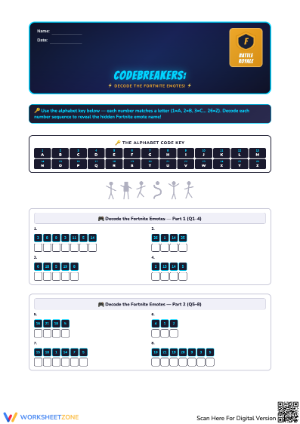 Fortnite Codebreakers Emotes Worksheet for Fun