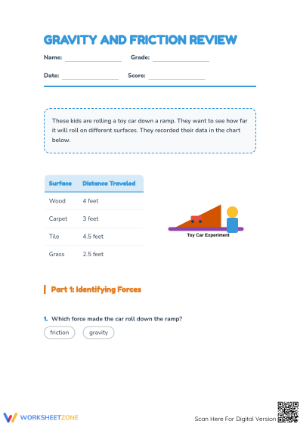 Gravity and Friction Review Worksheet for Physics