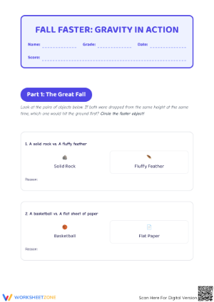 Fall Faster Gravity Worksheet for Physics