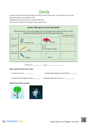 Gravity Practice Worksheet for Students
