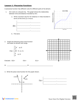 Grade 7 Evaluating Piecewise Functions Worksheets 2024