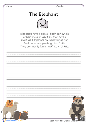 Handwriting Paragraph: Elephant