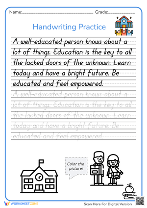 Cursive Paragraph Practice – Education