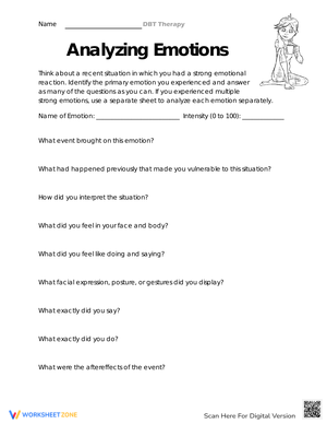 Worksheet for Analyzing Emotions Effectively