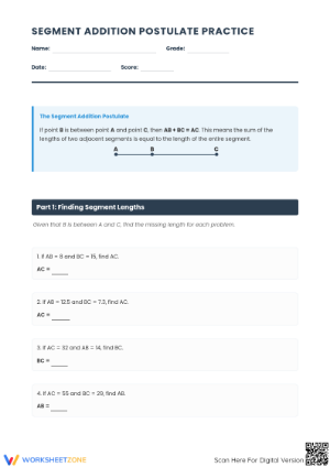 Segment Addition Postulate Practice | Essential Geometry