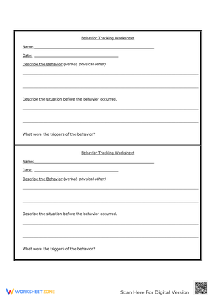 Effective Behavior Tracking Worksheet