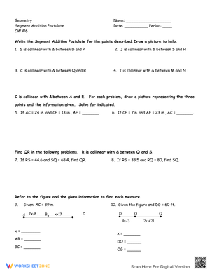 Segment Addition Practice Worksheet