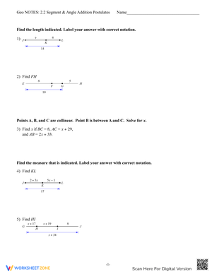 Segment and Angle Addition Postulates