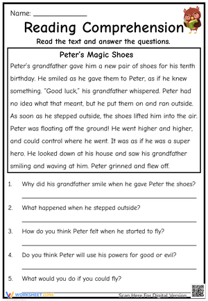 Peter's Magic Shoes Comprehension