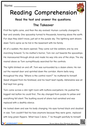 The Takeover: Reading Worksheet