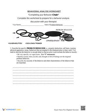 Comprehensive Behavior Analysis Worksheet for Students