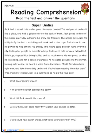 Super Undies: A Fun Reading Comprehension Exercise