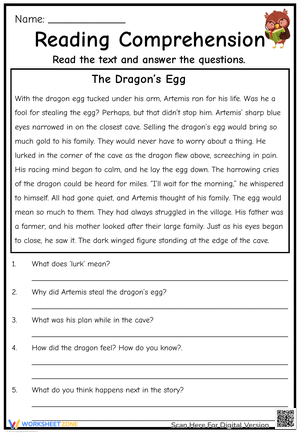 The Dragon's Egg: Reading Comprehension Worksheet