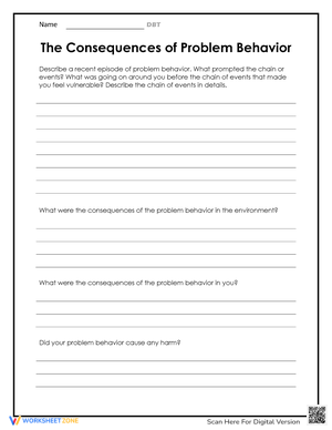 Consequences of Problem Behavior Worksheet