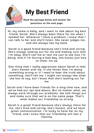 Reading Comprehension Worksheet About Friends