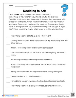 Deciding to Ask: A Social Skills Worksheet