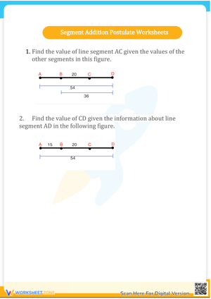 Segment Addition Postulate Worksheets for Geometry
