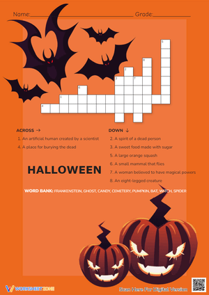 Halloween Crossword Puzzle - Vocabulary & Spooky Fun!