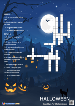 Halloween Crossword Puzzle - Vocabulary Fun for Grades 3-6