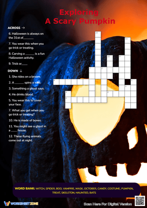 Halloween Crossword Puzzle - Explore a Scary Pumpkin!