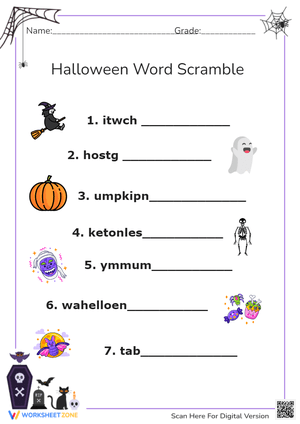 Halloween Word Scramble