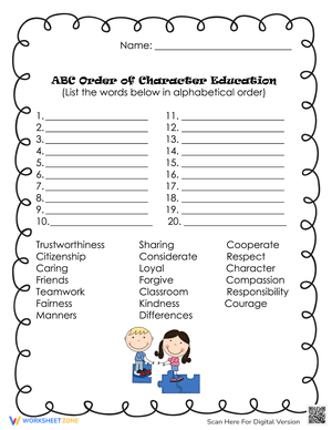 Good Character Traits Activities