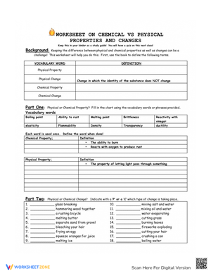 Chemical vs Physical Properties Worksheet