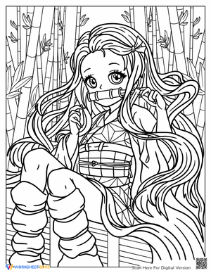 Nezuko Bamboo Forest Coloring Page Fun