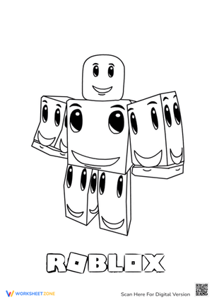 Smiling Roblox Character Coloring Page