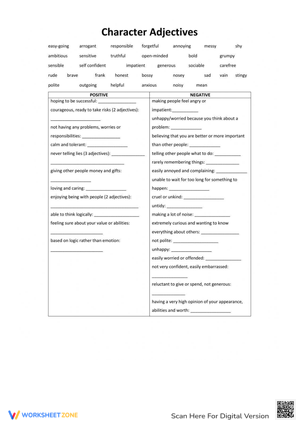 Describing Character Traits with Adjectives