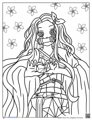 Nezuko Forming Heart: Coloring Page